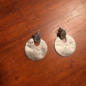 Kendra Scott Iridescent Stone Silver Disc Drop Earrings